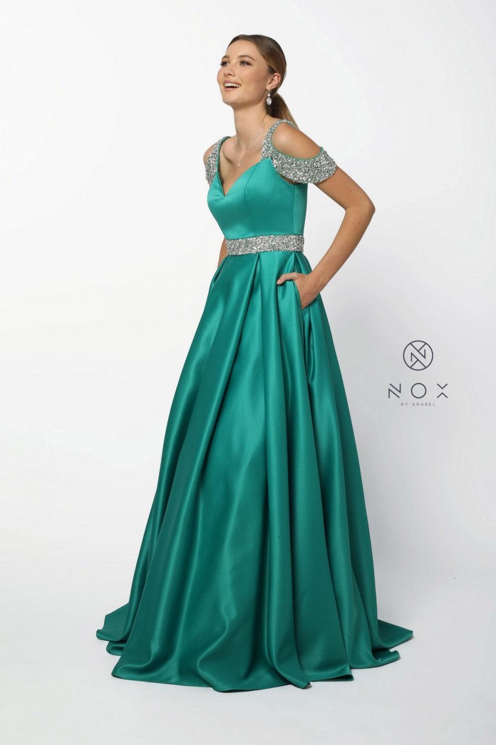 Long Prom Dress Off Shoulder Evening Gown - The Dress Outlet Nox Anabel