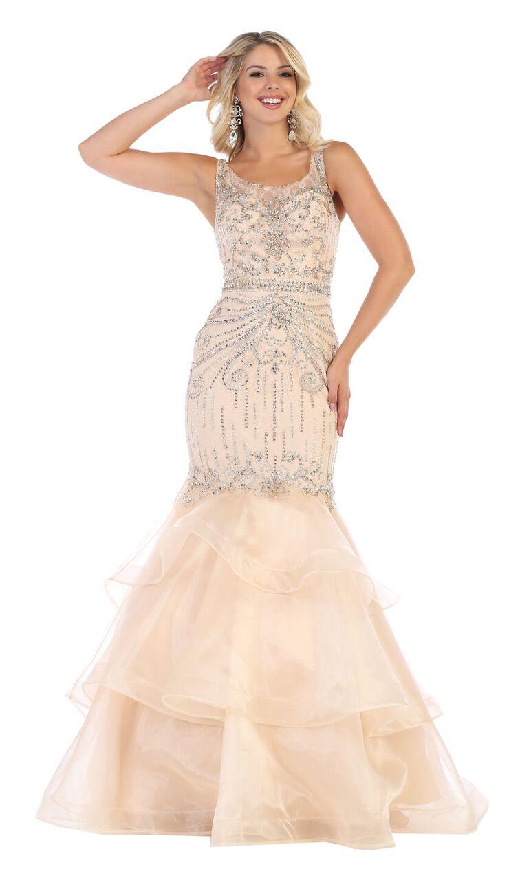 Long Prom Dress Plus Size Forma Mermaid Gown - The Dress Outlet May Queen
