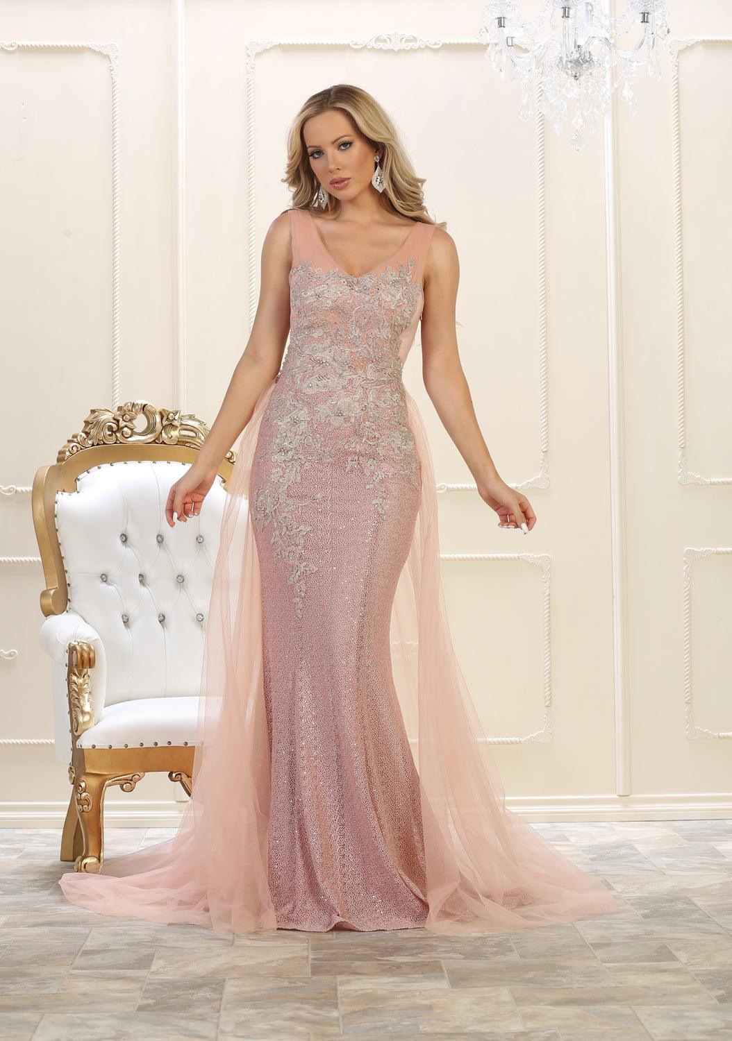Long Prom Dress Plus Size Fitted Evening Gown - The Dress Outlet May Queen