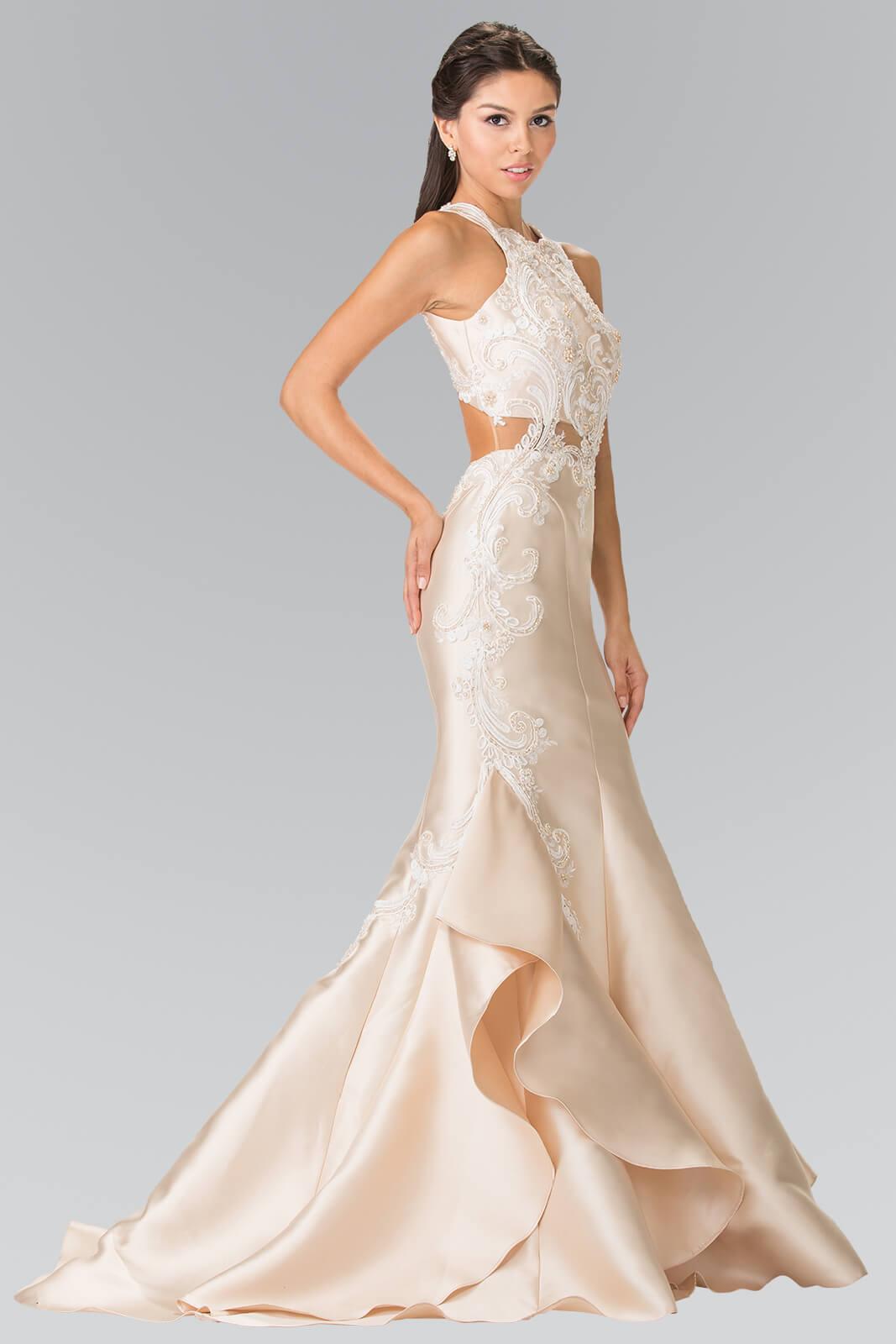 Long Prom Dress Ruffled Skirt Mermaid Gown - The Dress Outlet Elizabeth K