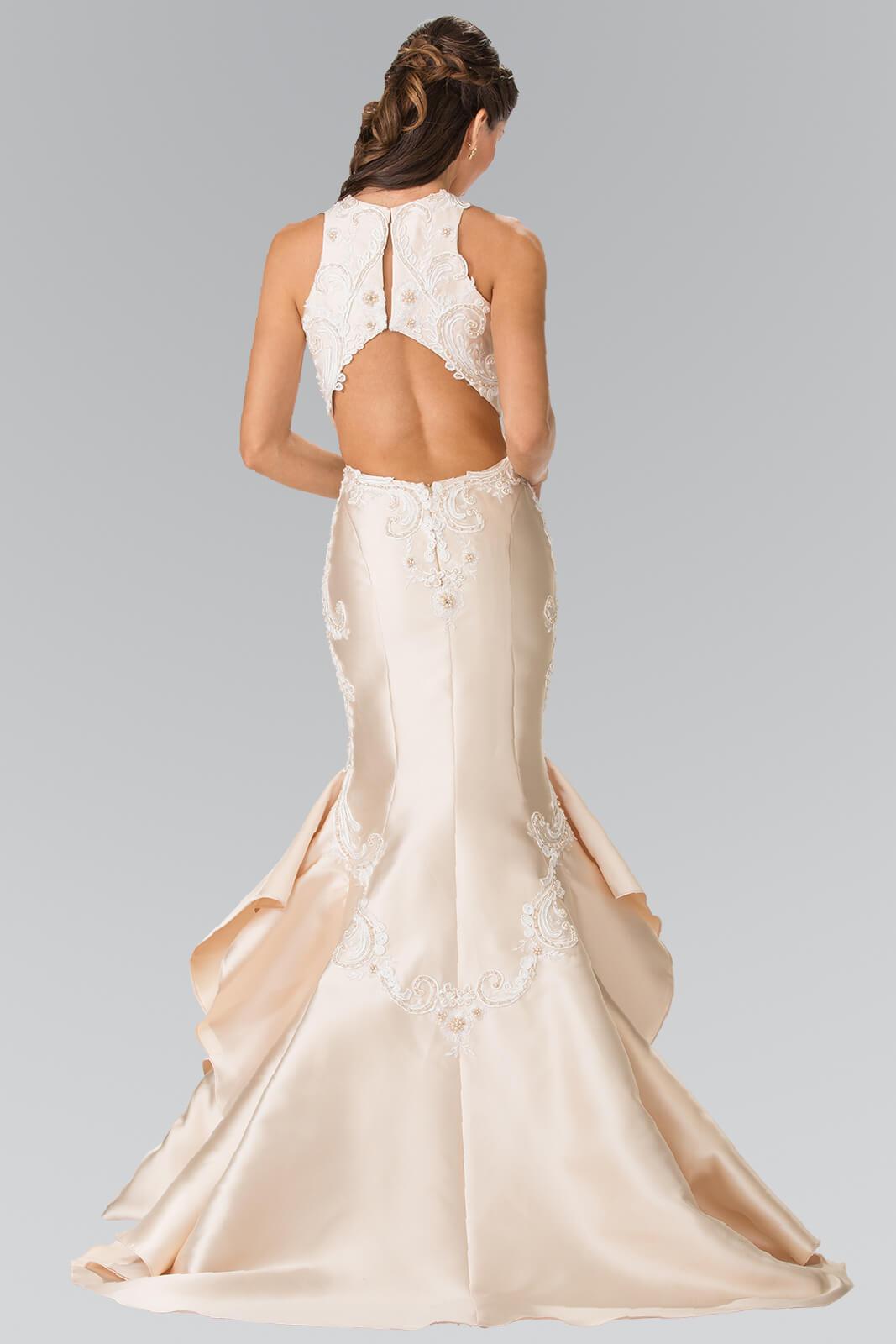 Long Prom Dress Ruffled Skirt Mermaid Gown