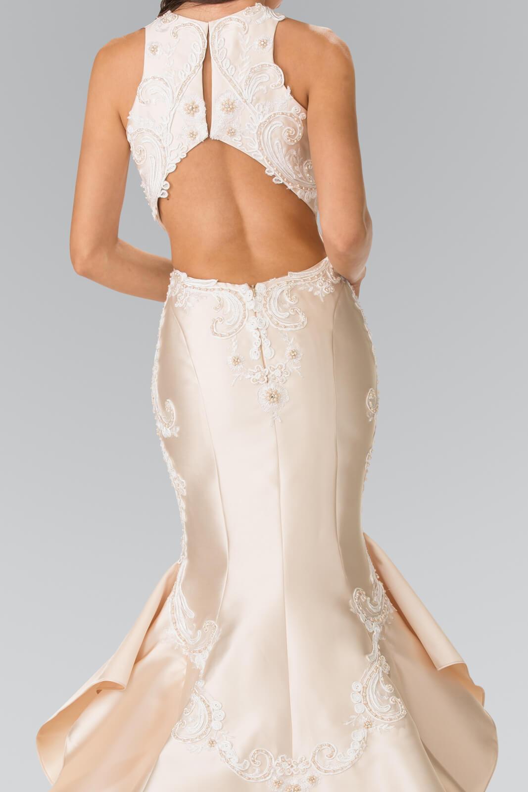Long Prom Dress Ruffled Skirt Mermaid Gown