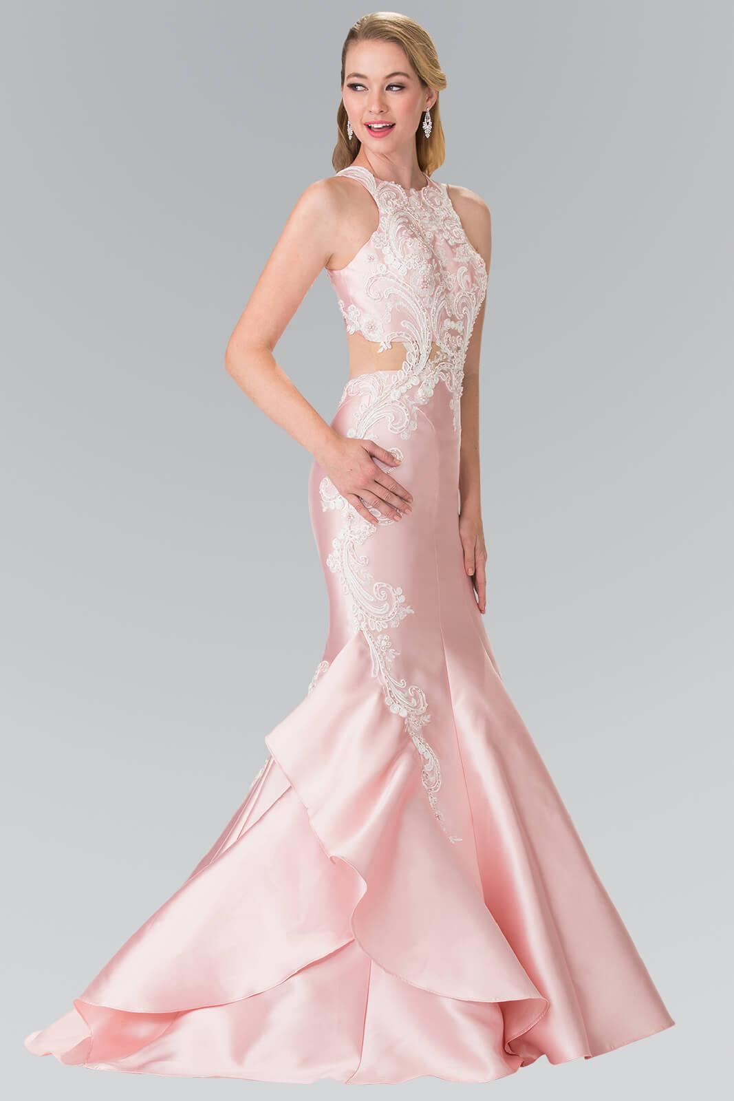 Long Prom Dress Ruffled Skirt Mermaid Gown