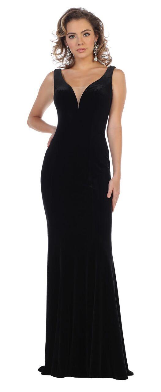 Long Prom Dress Sexy Velvet Evening Gown - The Dress Outlet May Queen