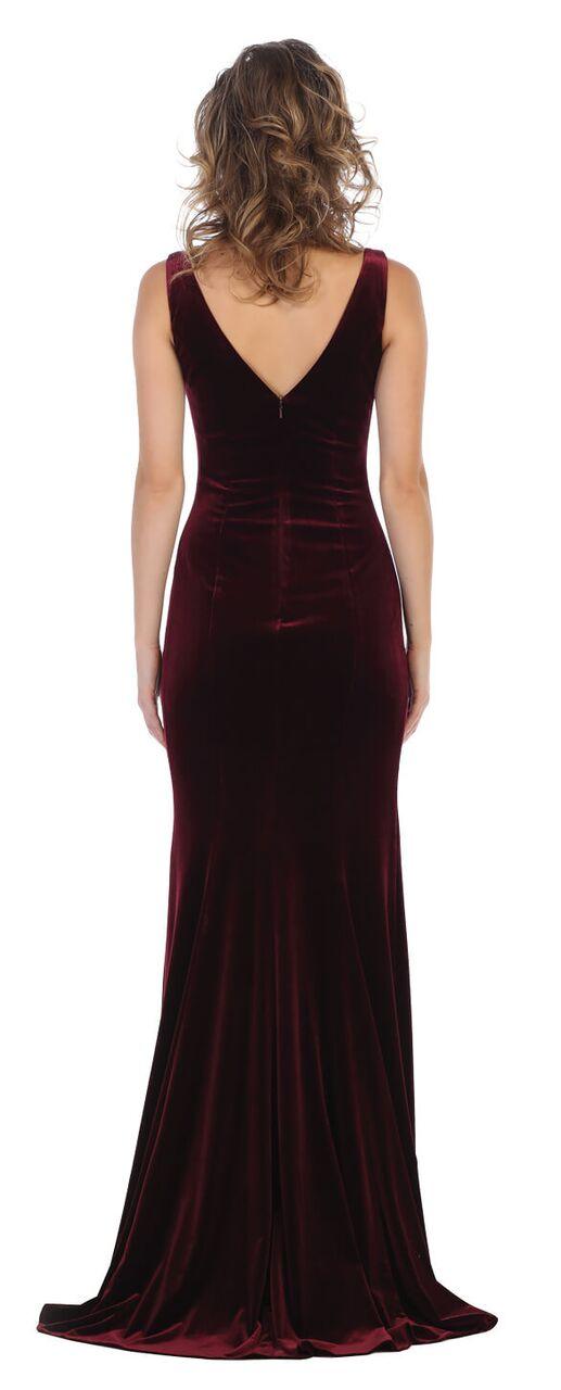 Long Prom Dress Sexy Velvet Evening Gown - The Dress Outlet May Queen