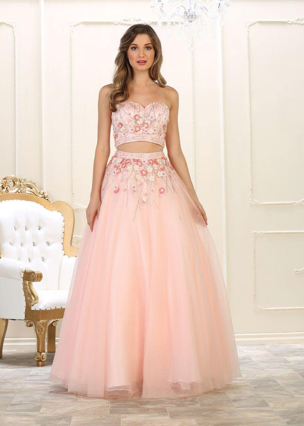 Long Prom Dress Two Piece Set Gown Formal