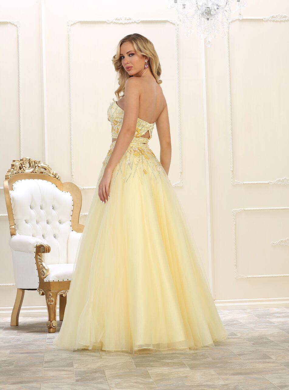 Long Prom Dress Two Piece Set Gown Formal - The Dress Outlet May Queen