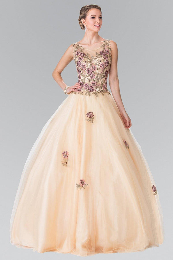 Long Prom Dress with Corset Back Ball Gown