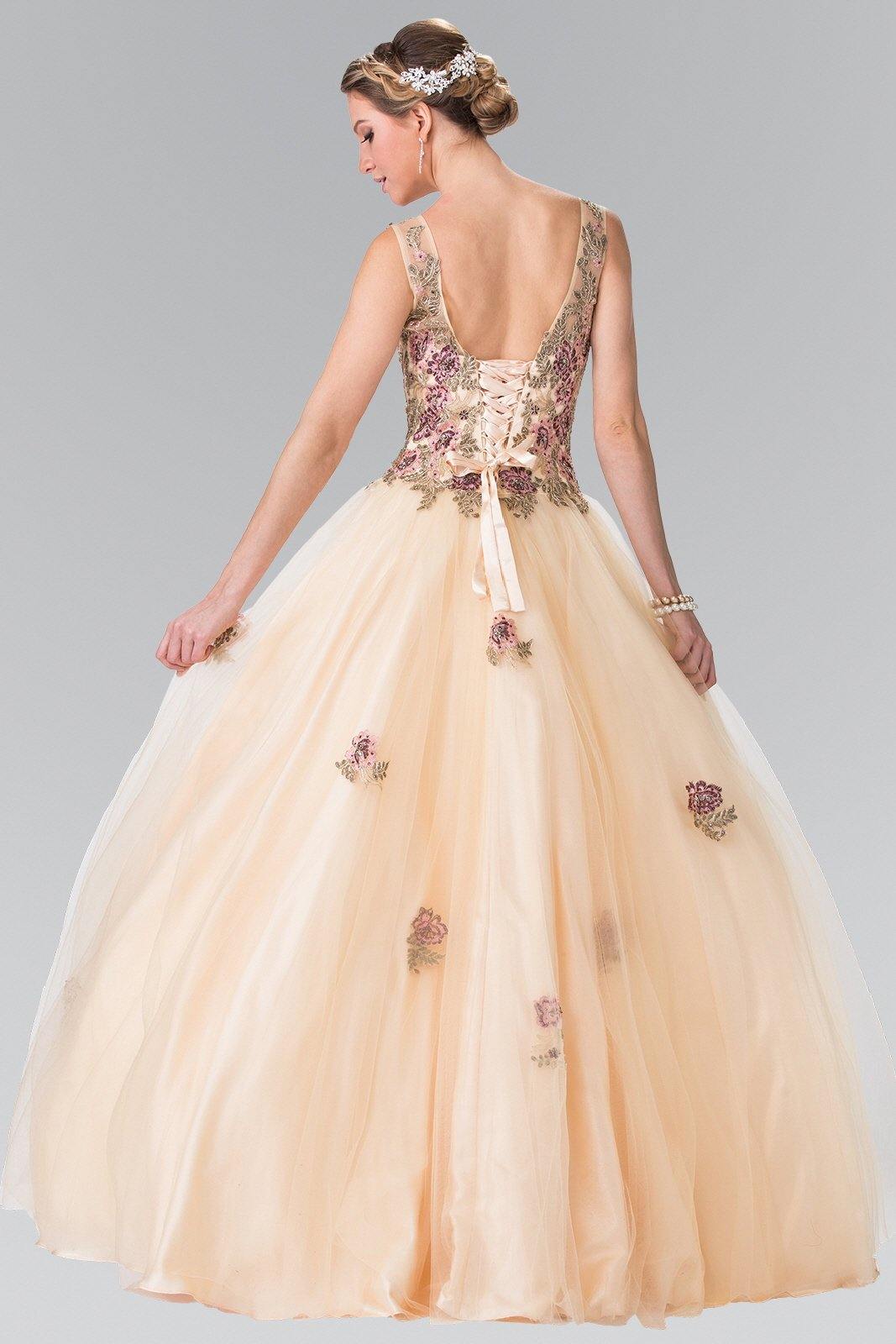 Long Prom Dress with Corset Back Ball Gown