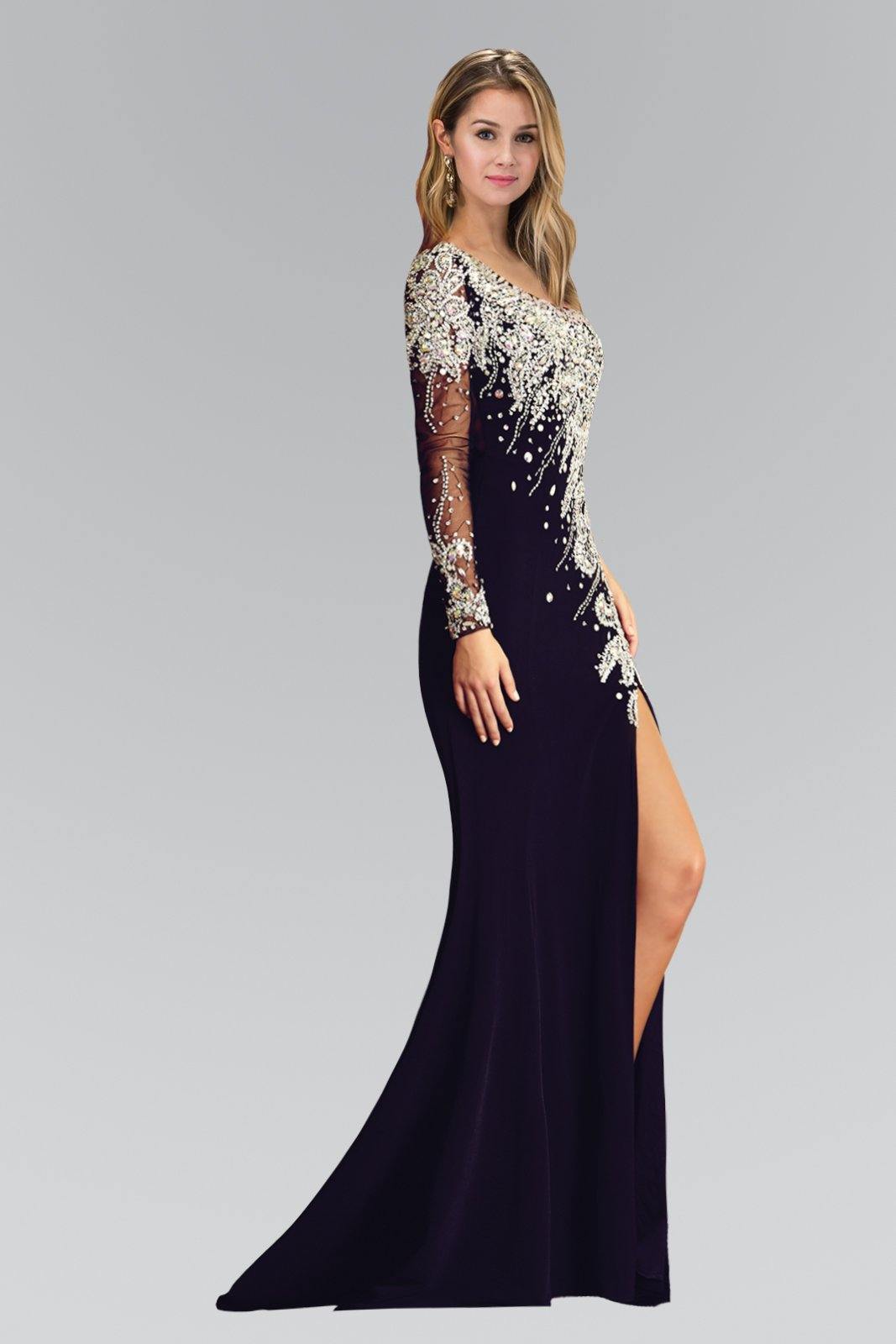 Long Prom Dress with Sparkling Sequins and Beads - The Dress Outlet Elizabeth K