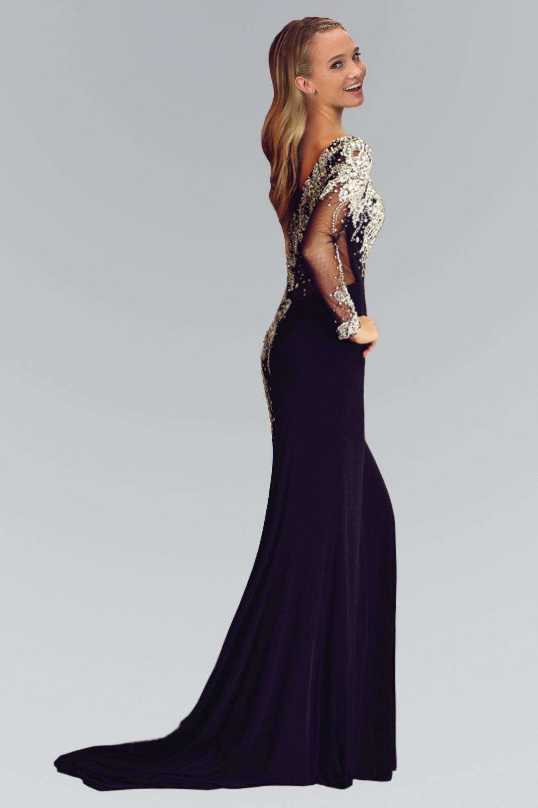 Long Prom Dress with Sparkling Sequins and Beads - The Dress Outlet Elizabeth K