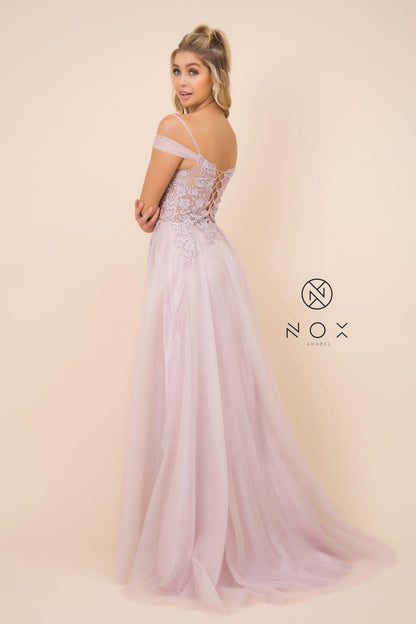 Long Prom Evening Gown Light Mauve - The Dress Outlet Nox Anabel