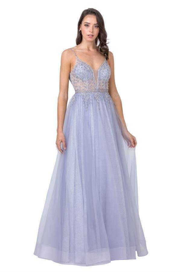 Long Prom Formal Beaded Evening Ball Gown - The Dress Outlet