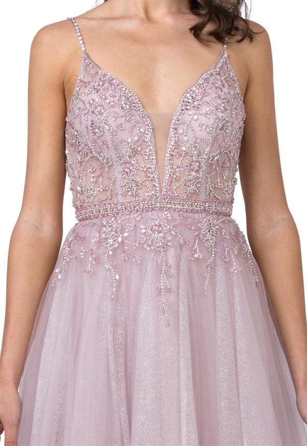 Long Prom Formal Beaded Evening Ball Gown - The Dress Outlet