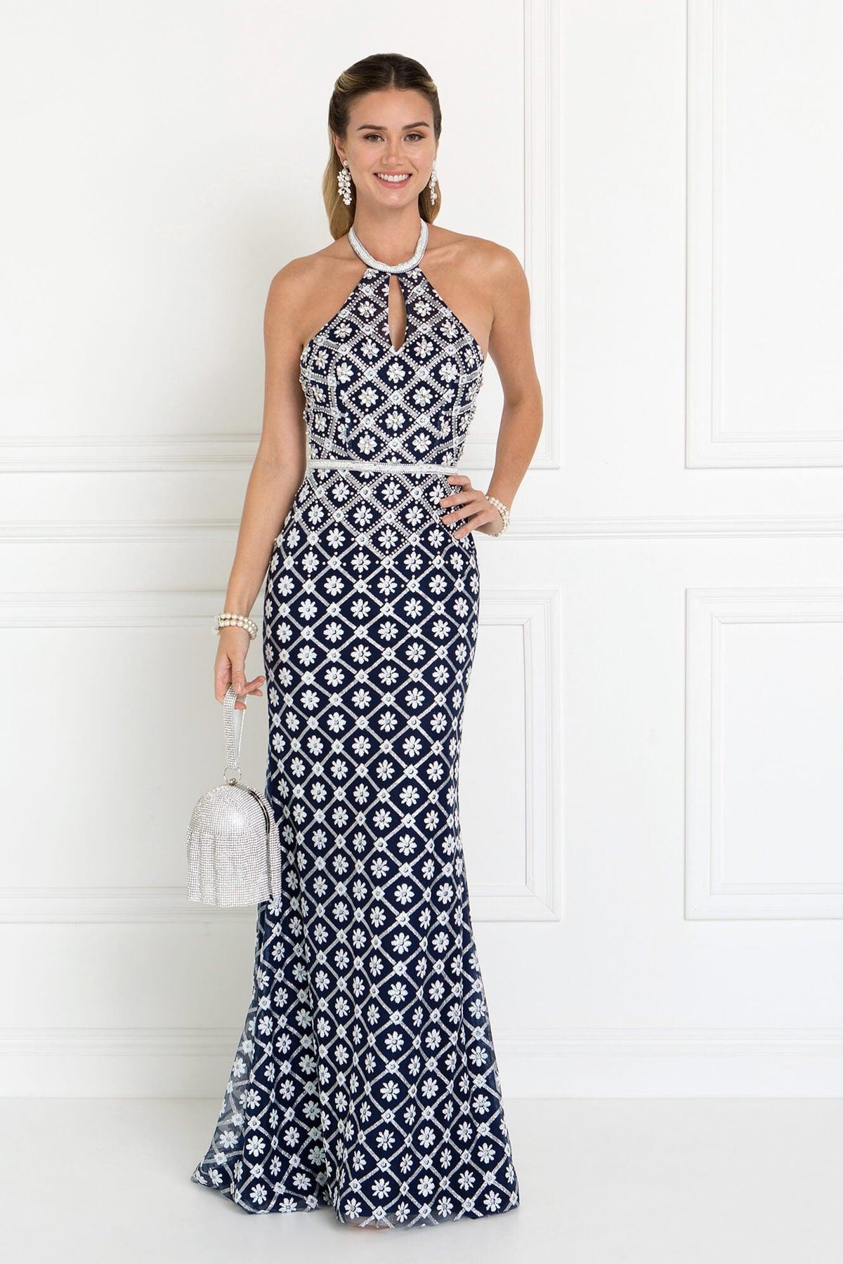Long Prom Formal Dress Halter Neck Evening Gown - The Dress Outlet Elizabeth K