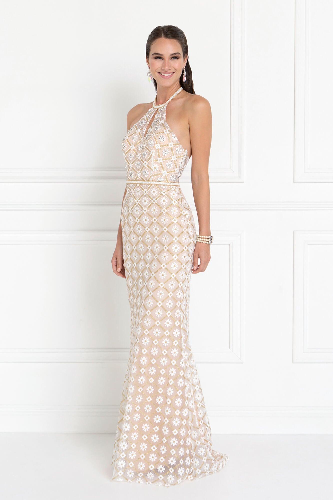 Long Prom Formal Dress Halter Neck Evening Gown - The Dress Outlet Elizabeth K