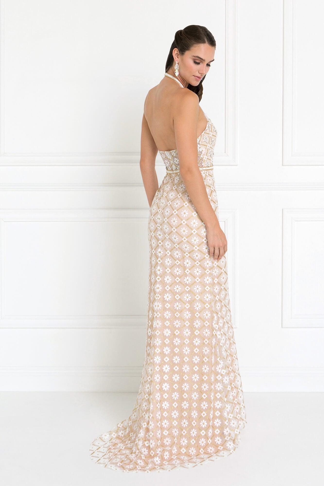 Long Prom Formal Dress Halter Neck Evening Gown - The Dress Outlet Elizabeth K