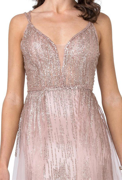 Long Prom Formal Glitter Embellished Evening Dress - The Dress Outlet