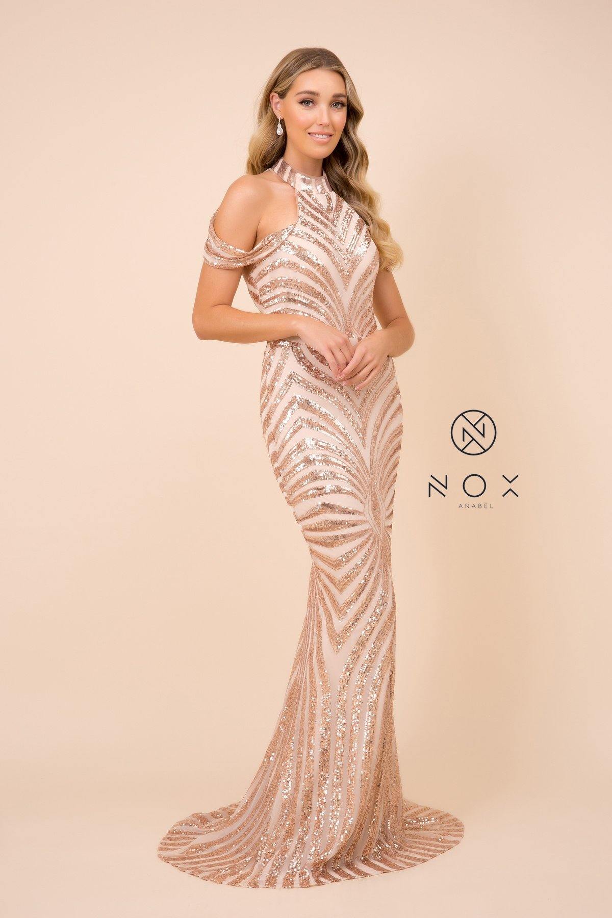 Long Prom Formal Off Shoulder Mermaid Dress - The Dress Outlet Nox Anabel