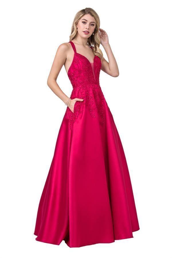 Long Prom Formal Spaghetti Straps Ball Gown - The Dress Outlet