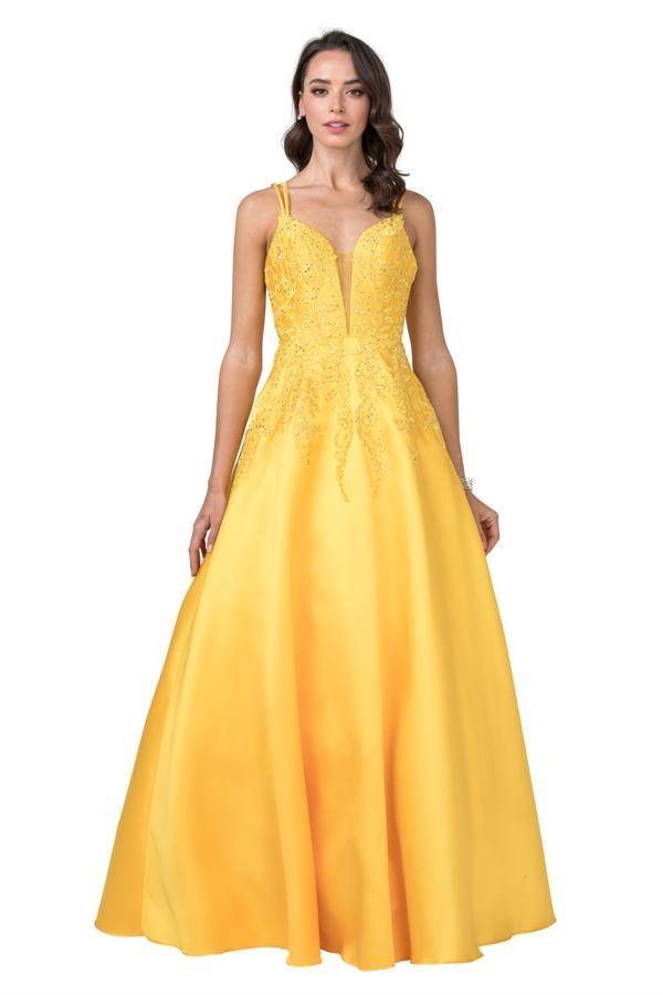 Long Prom Formal Spaghetti Straps Ball Gown - The Dress Outlet