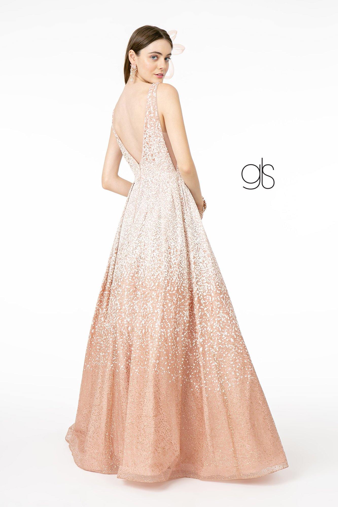 Long Prom Glitter Tulle A-Line Dress - The Dress Outlet Elizabeth K