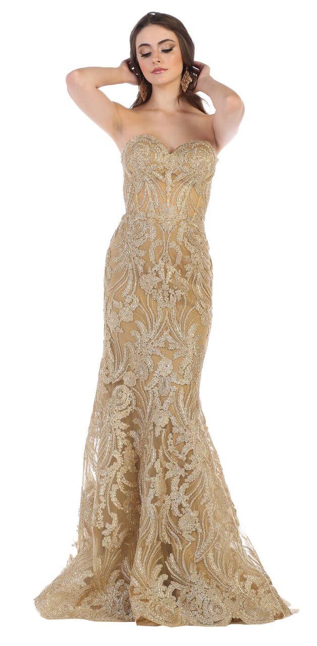 Long Prom Lace Sweetheart Couture Dress - The Dress Outlet May Queen