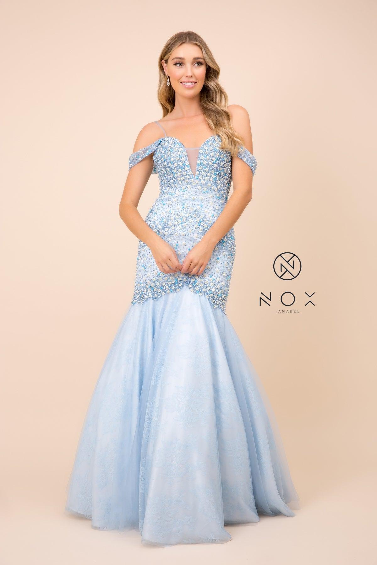 Long Prom Off The Shoulder Mermaid Gown - The Dress Outlet Nox Anabel