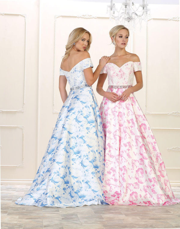 Long Prom Plus Size Formal Dress Floral Print