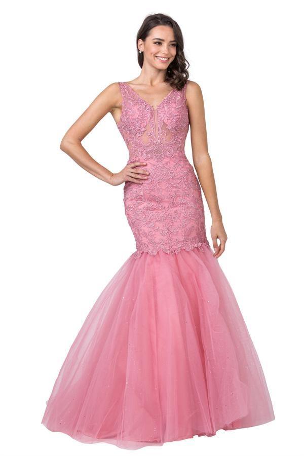 Long Prom Sleeveless Formal Mermaid Evening Gown - The Dress Outlet
