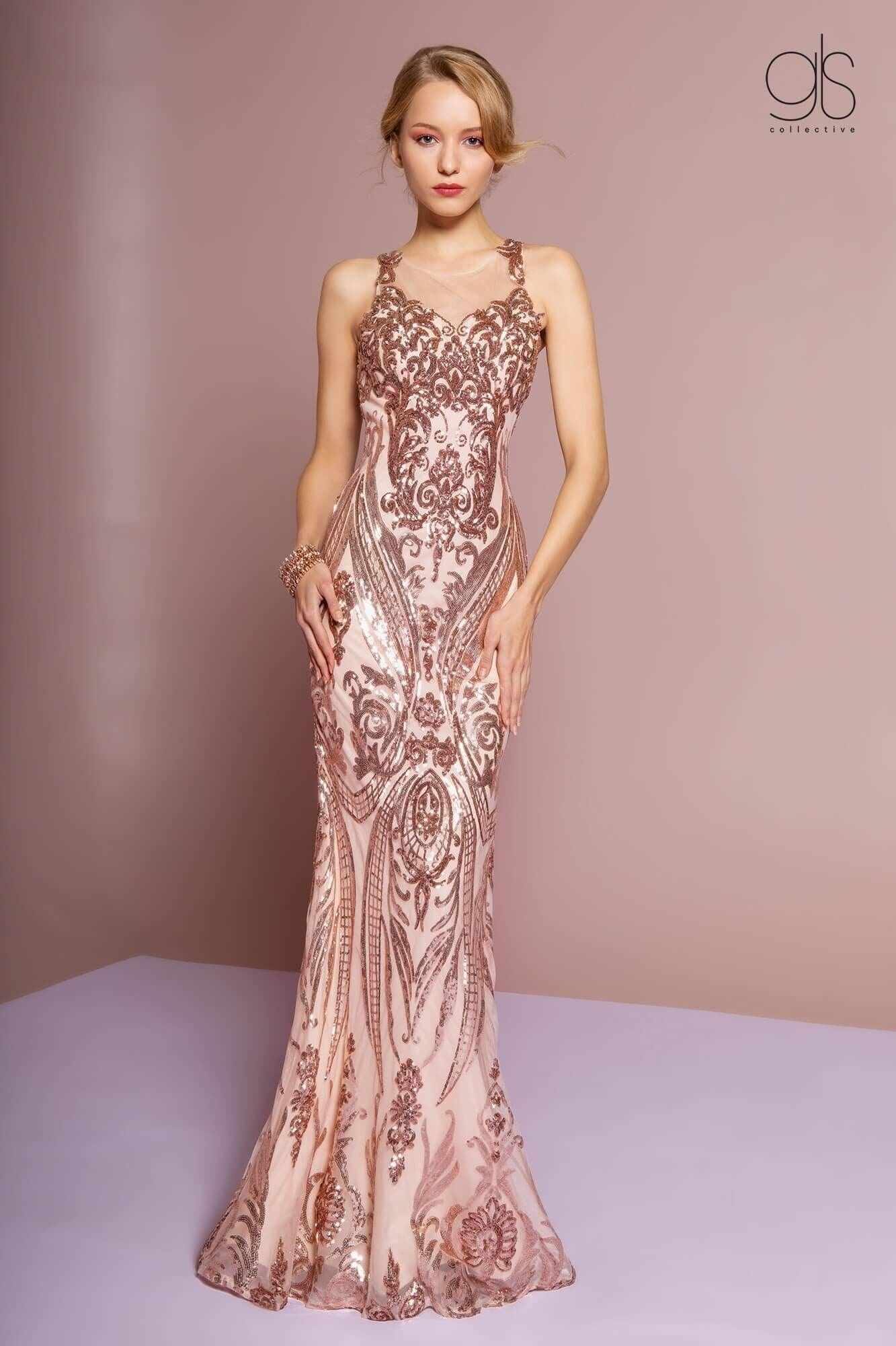 Long Prom Sleeveless Sequins Evening Dress - The Dress Outlet Elizabeth K
