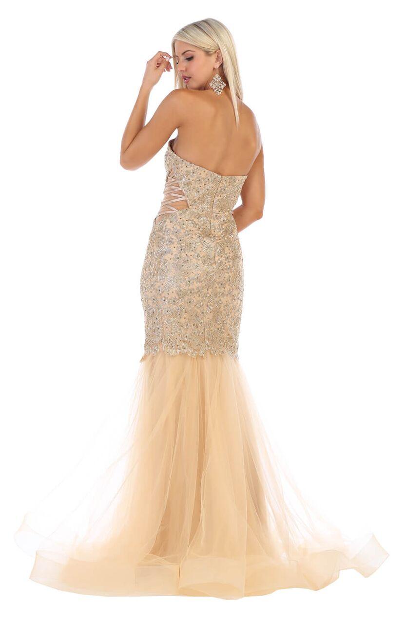 Long Prom Strapless Mermaid Gown - The Dress Outlet May Queen