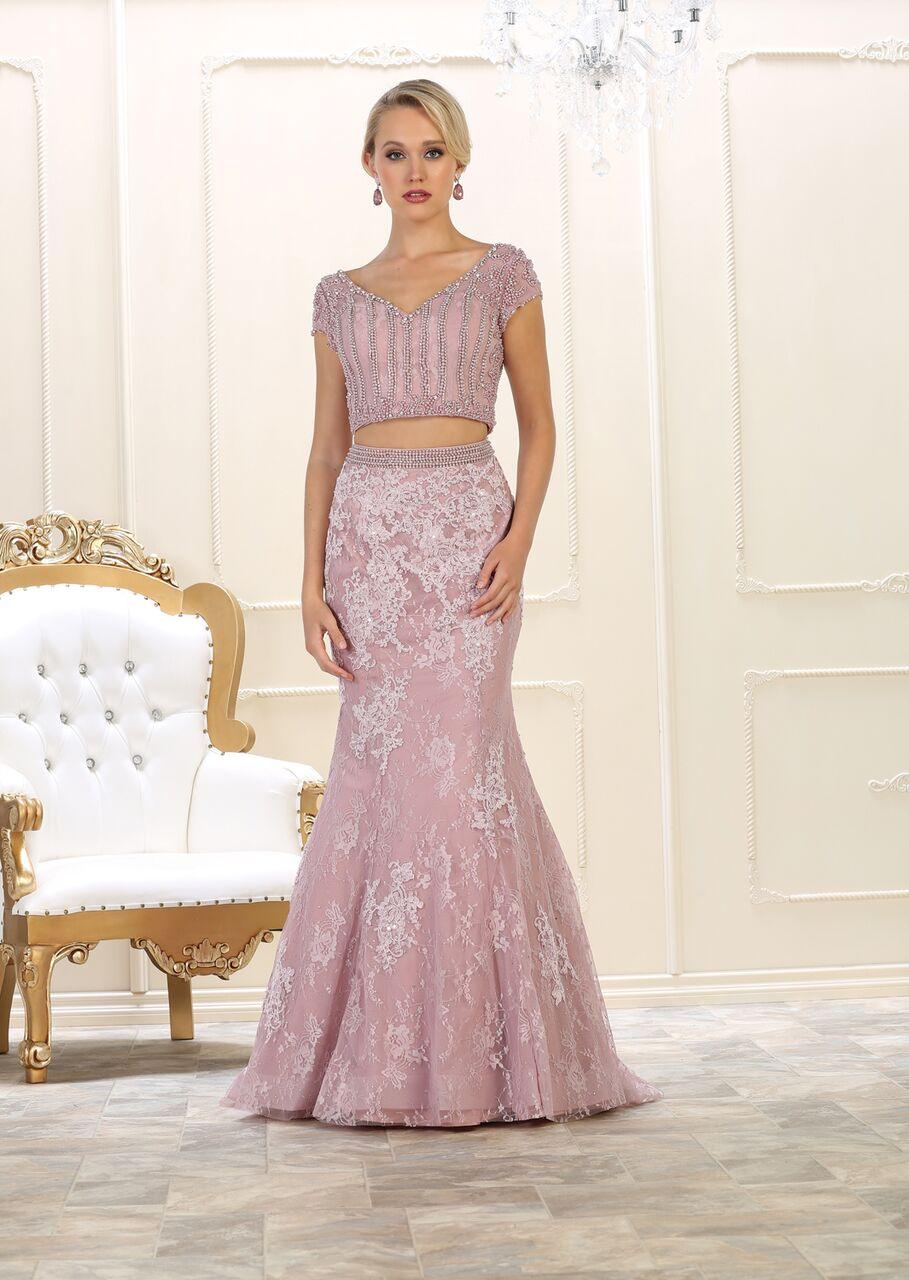 Long Prom Two Piece Set Formal Dress - The Dress Outlet May Queen
