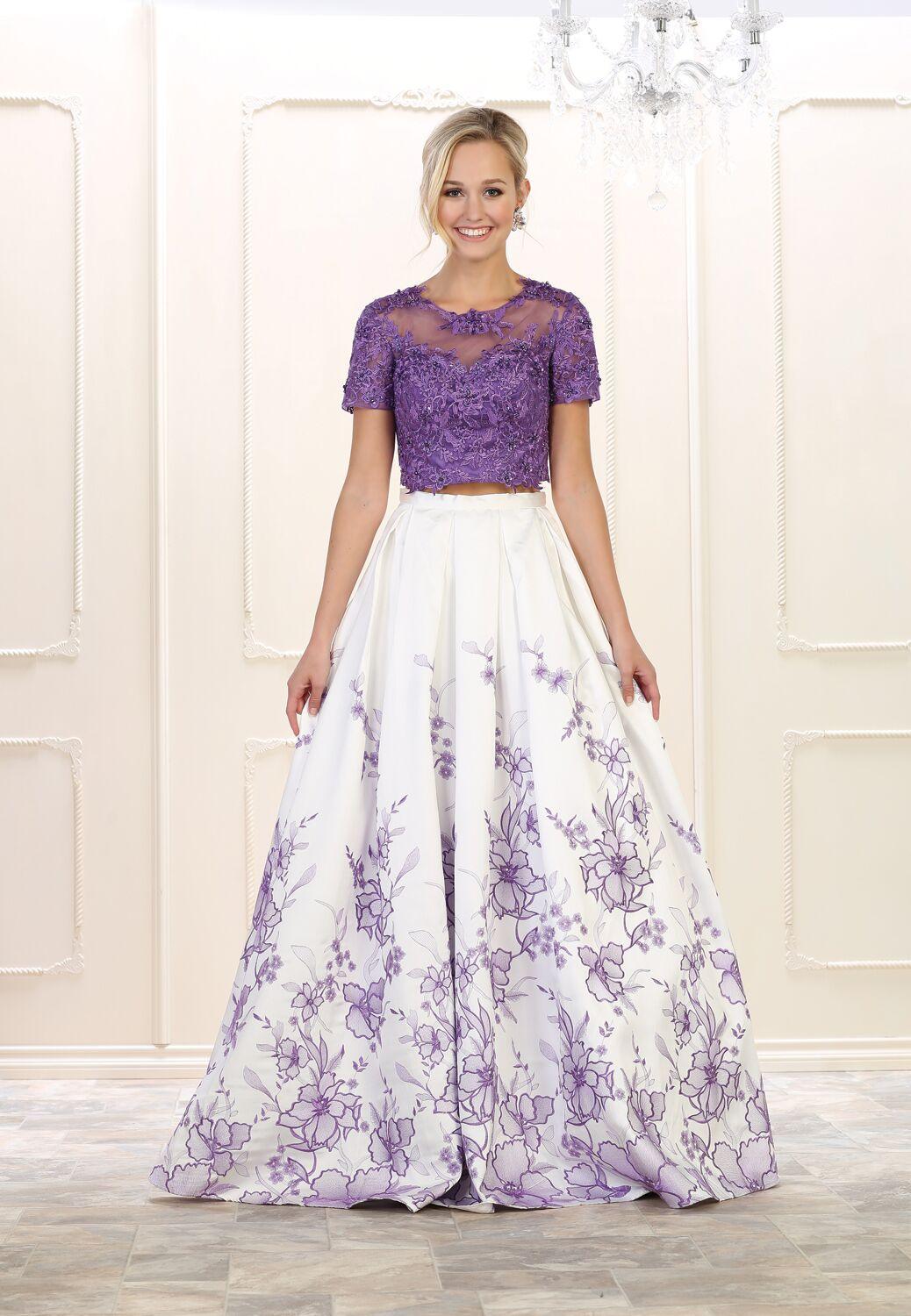 Long Prom Two Piece Set Formal Dress - The Dress Outlet May Queen