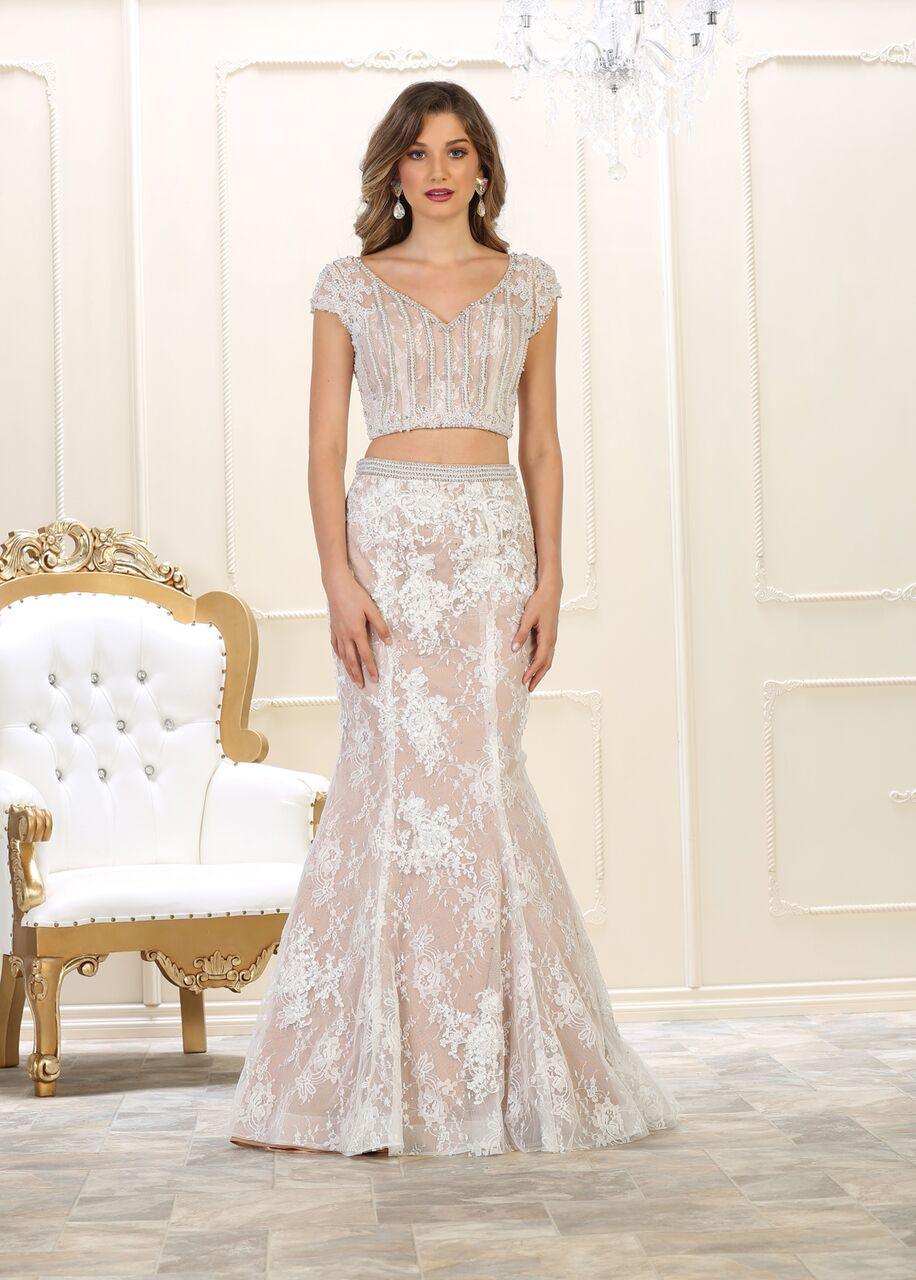 Long Prom Two Piece Set Formal Dress - The Dress Outlet May Queen