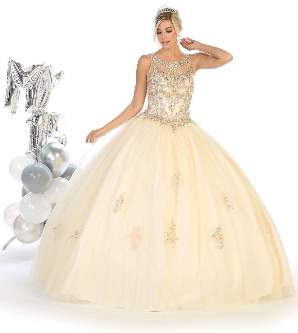 Long Quinceanera Ball Gown Sweet 16 Dress - The Dress Outlet May Queen