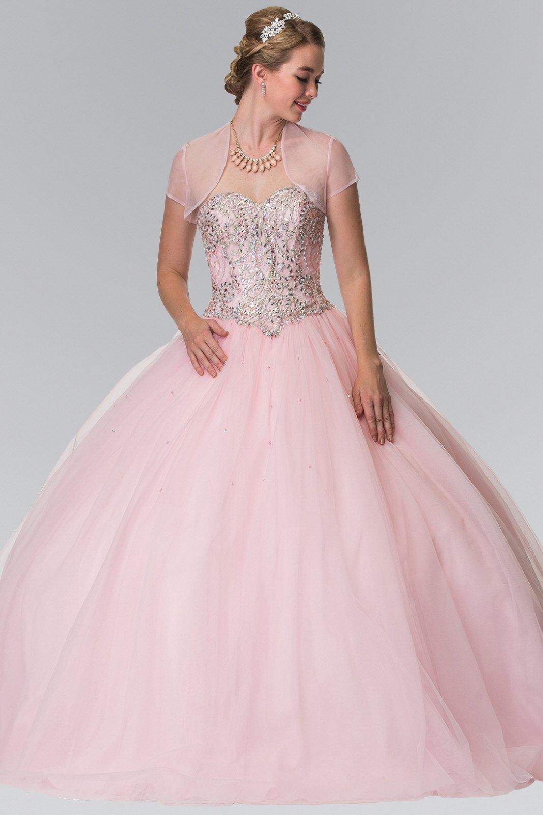 Long Quinceanera Dress Beaded Details with Matching Bolero - The Dress Outlet Elizabeth K