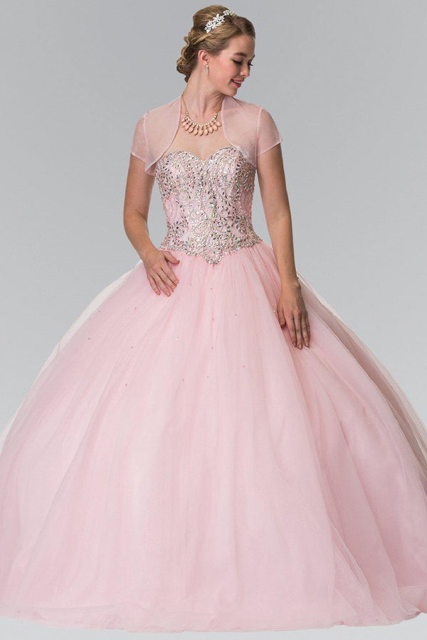 Long Quinceanera Dress Beaded Details with Matching Bolero