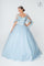 Long Quinceanera Glitter Mesh Ball Gown Cape Sleeve - The Dress Outlet Elizabeth K