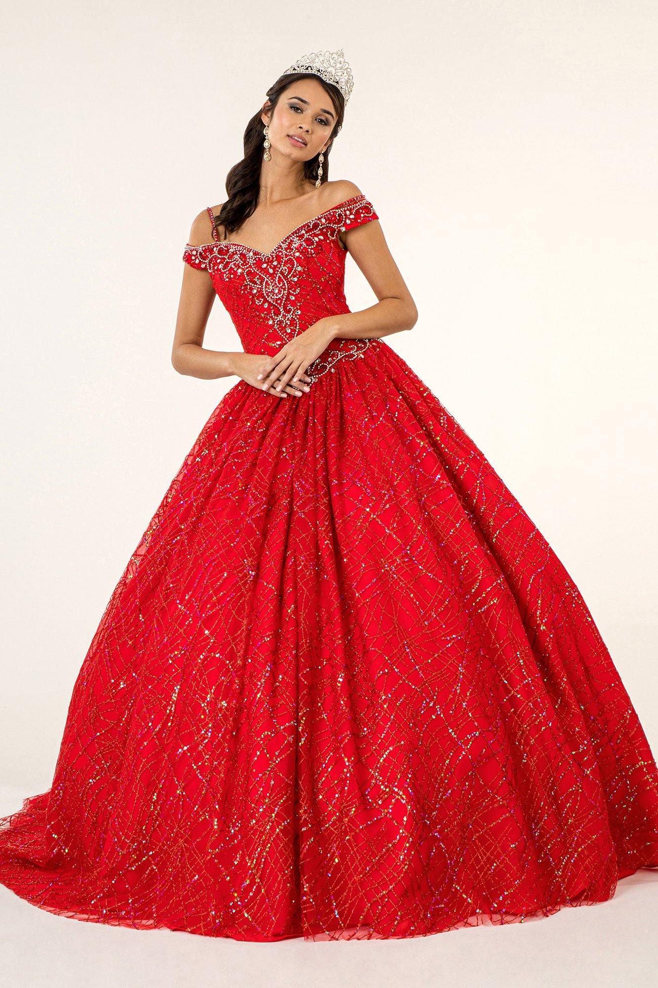 Long Quinceanera Off Shoulder Sweet 16 Ball Gown - The Dress Outlet