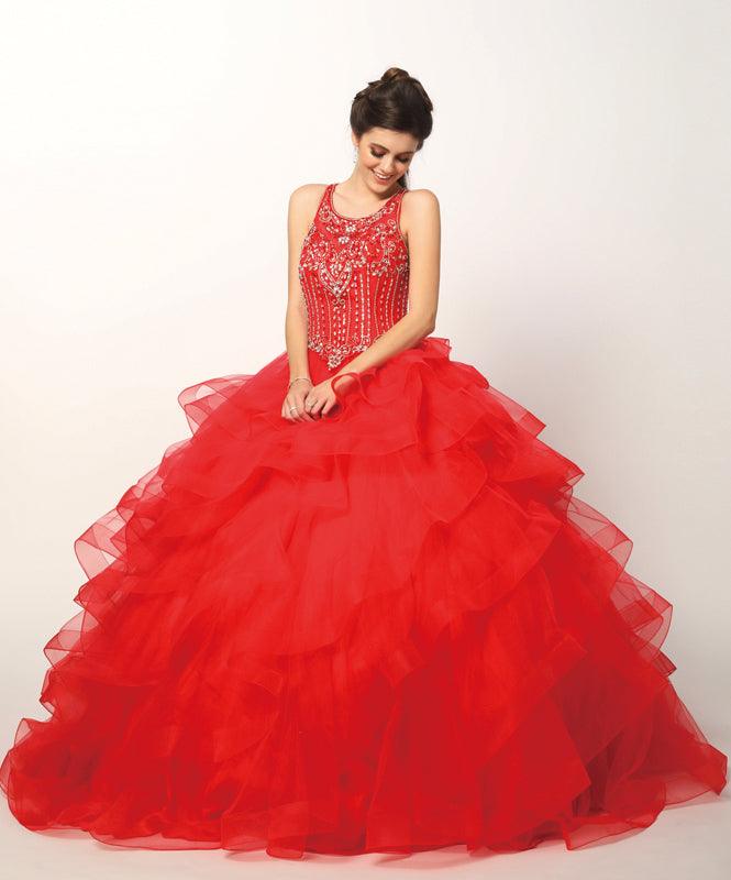Long Quinceanera Ruffled Ball Gown - The Dress Outlet