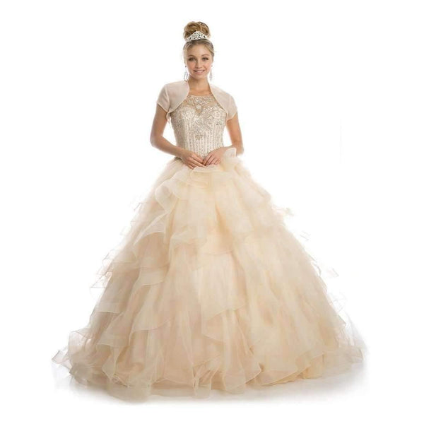 Long Quinceanera Ruffled Ball Gown