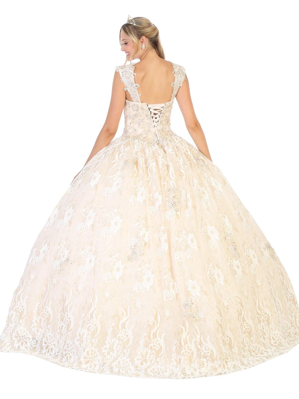 Long Quinceanera Sleeveless Sweet 16 Ball Gown - The Dress Outlet May Queen