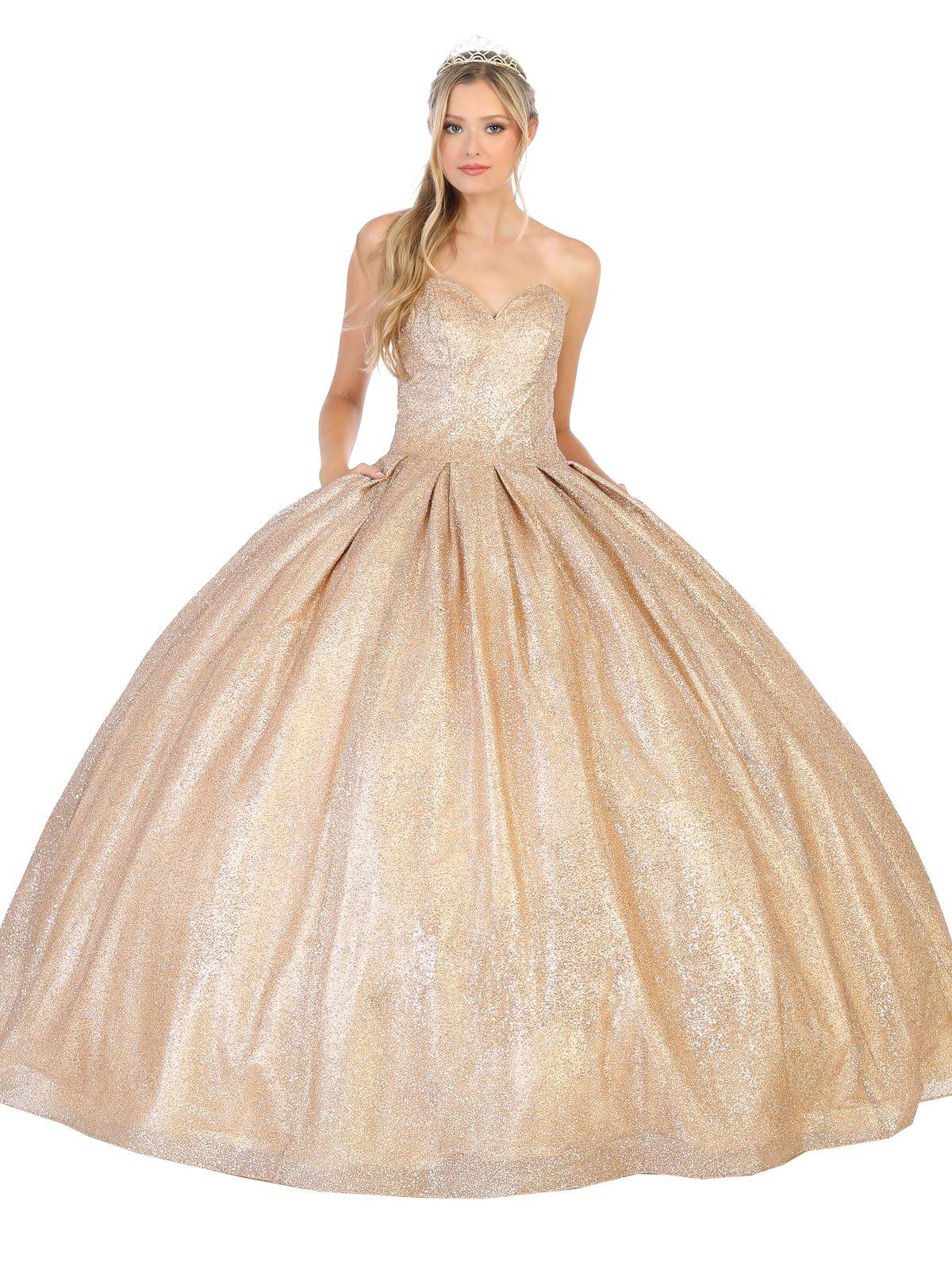 Long Quinceanera Stapless Sweetheart Ball Gown - The Dress Outlet May Queen