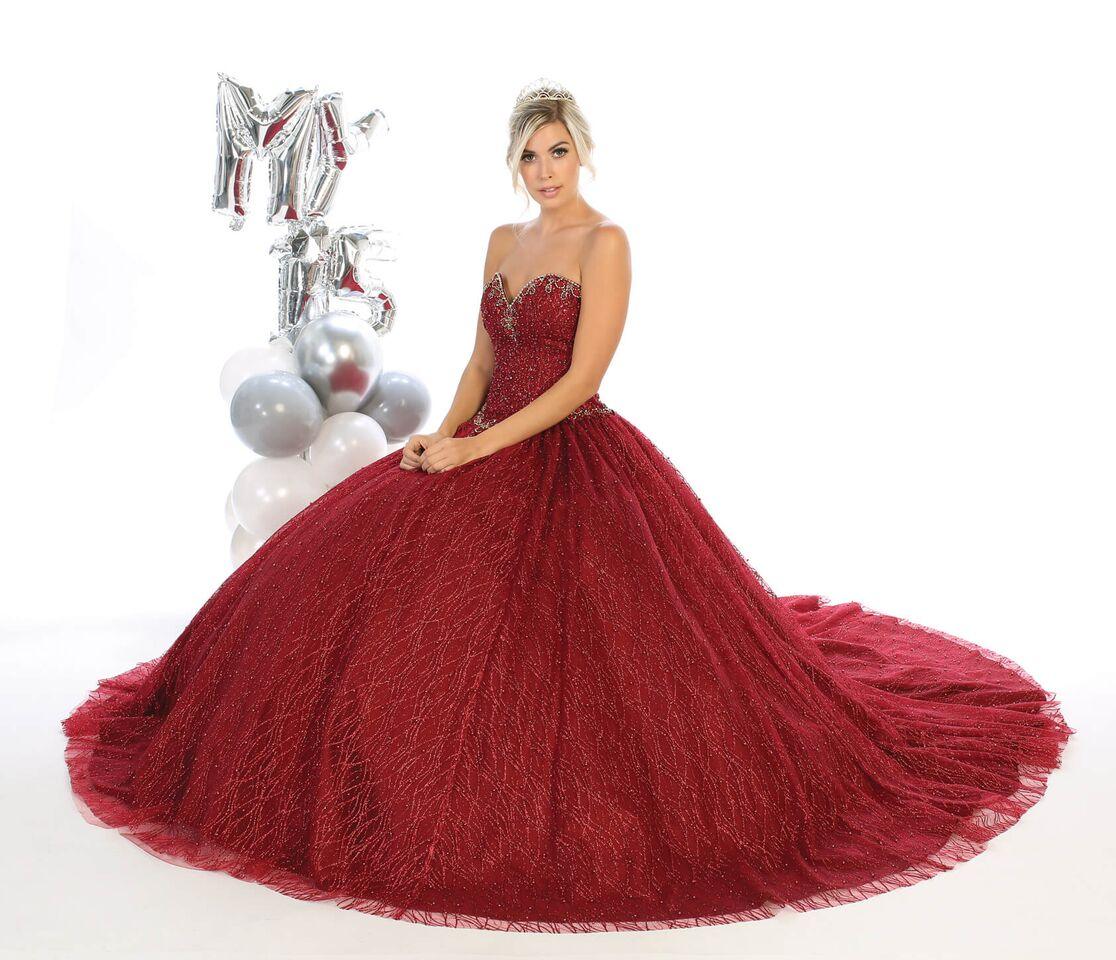 Long Quinceanera Strapless Sweet 16 Dress - The Dress Outlet May Queen