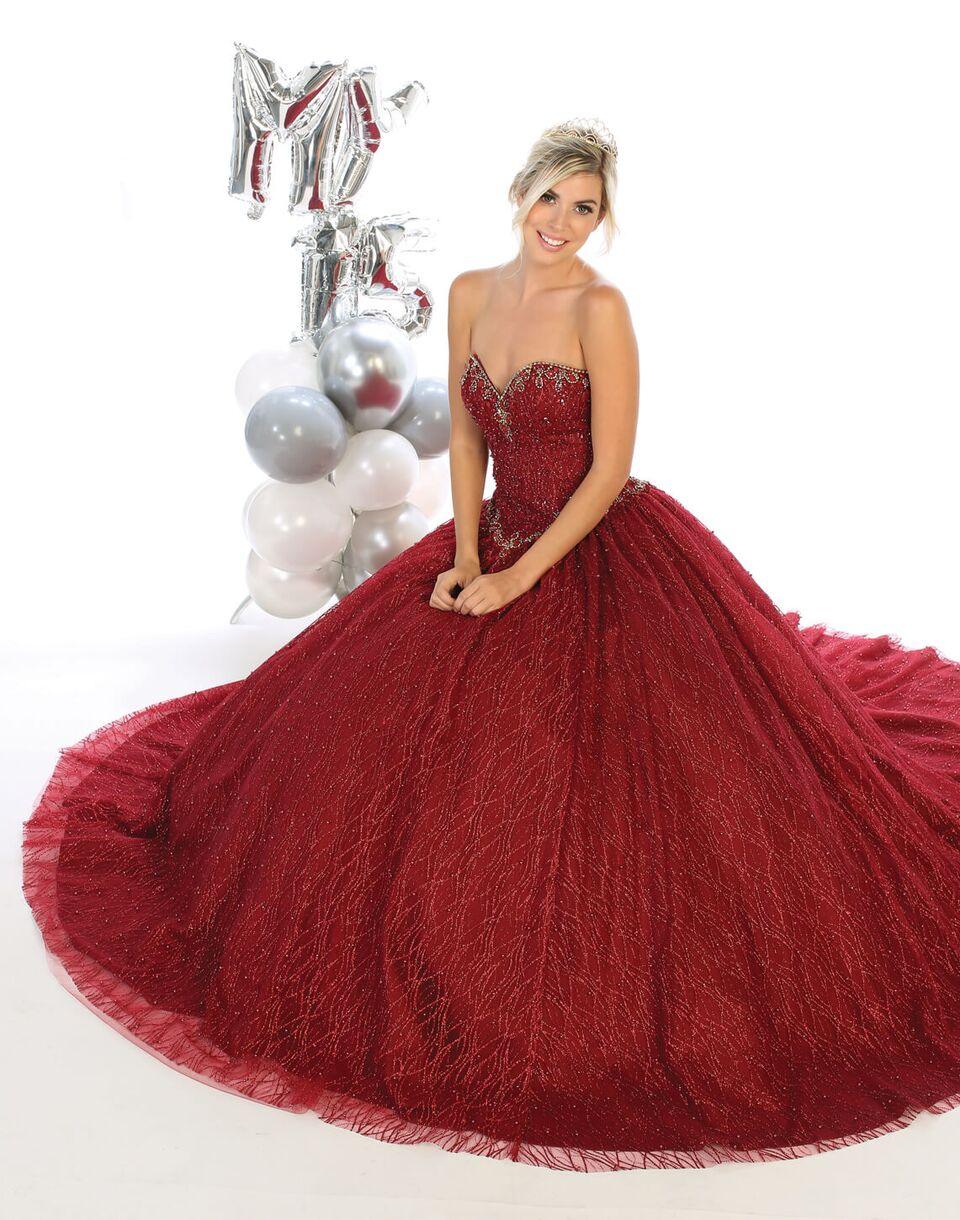Long Quinceanera Strapless Sweet 16 Dress - The Dress Outlet May Queen