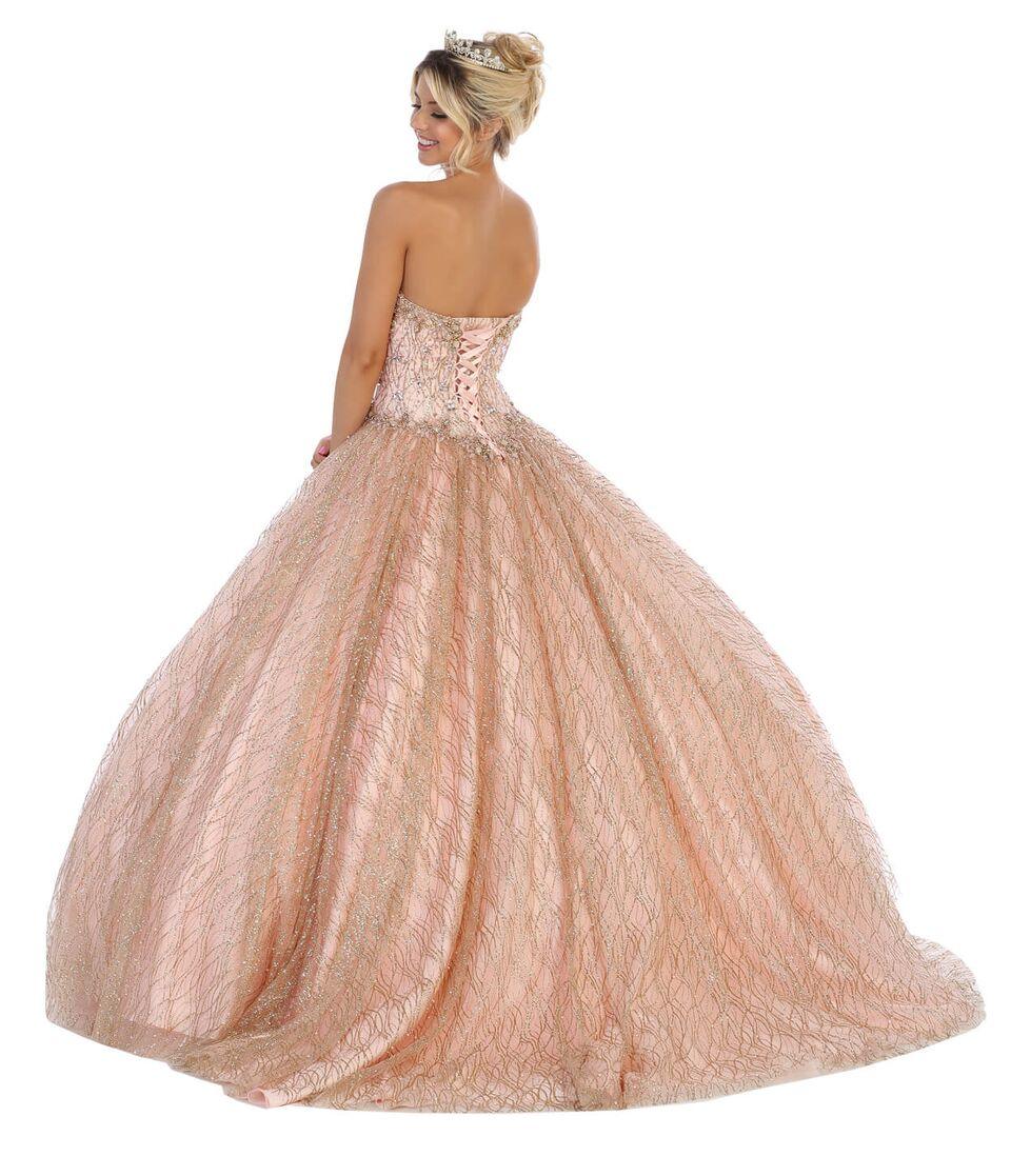 Long Quinceanera Strapless Sweet 16 Dress - The Dress Outlet May Queen