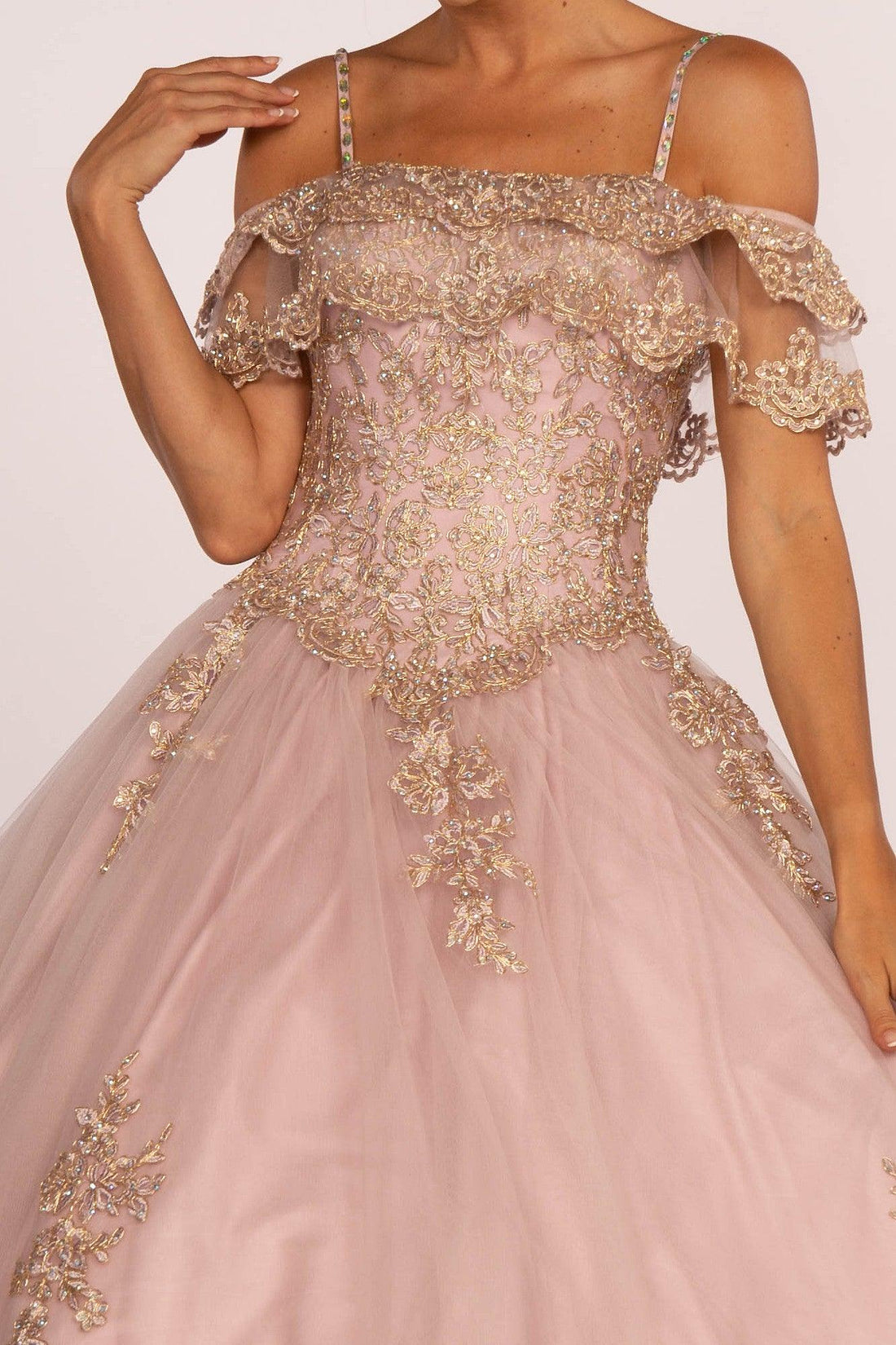 Quinceanera Sweet 16 Long Mesh Gown