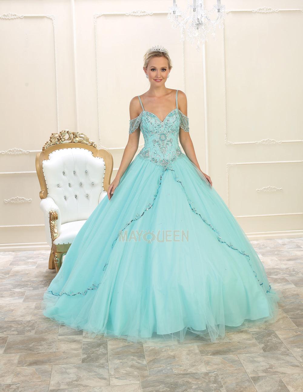 Long Quinceneara Dress Off Shoulder - The Dress Outlet May Queen