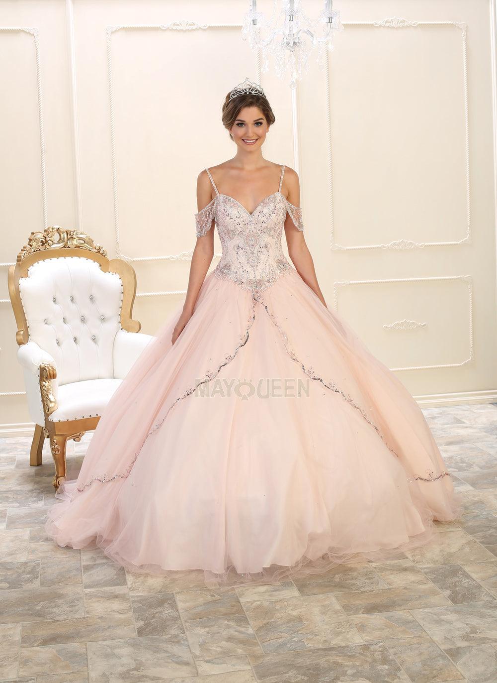 Long Quinceneara Dress Off Shoulder - The Dress Outlet May Queen